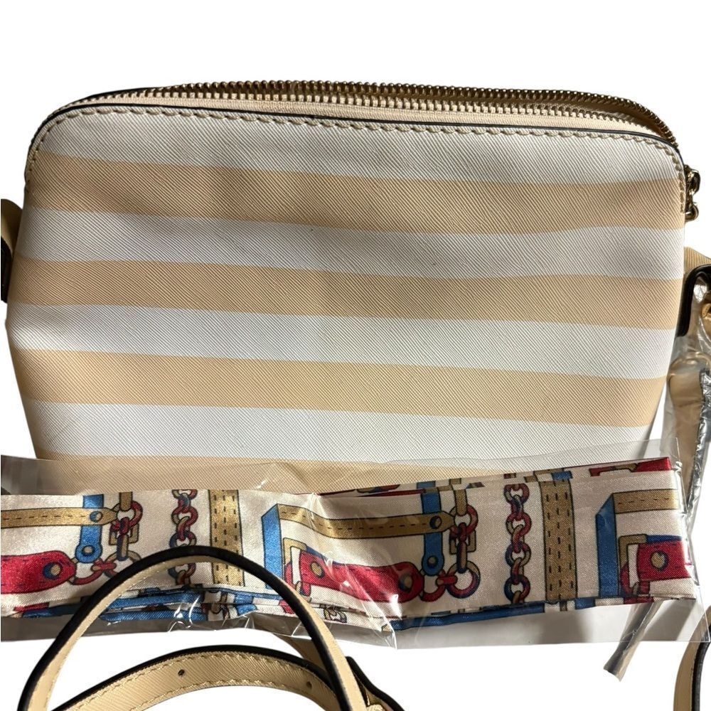 Elegant Tan and Cream‎ Striped Women's Bag